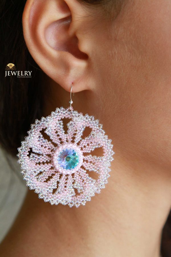 handcrafted lacy earrings Pink online Australia